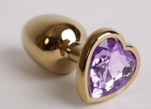 Золотая анальная пробка GOLDEN PLUG сиреневый