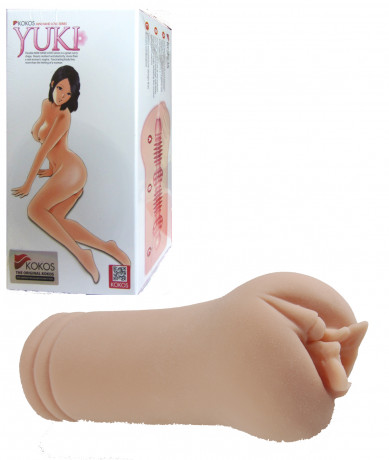 Мастурбатор в форме вагины с ребрышками и шариками Yuki