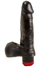 Черный вибромассажер реалистик с твердым и гибким стволом