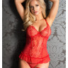 Сексуальный кружевной корсет и трусики красного цвета Capri
