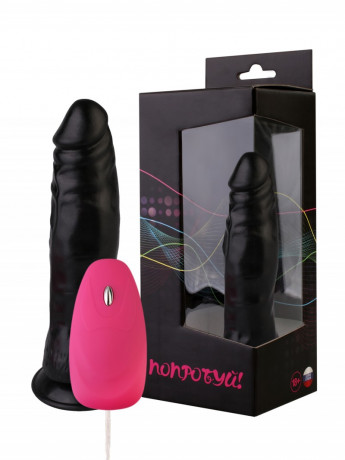 Привлекательный вибромассажер с выносным пультом управления черного цвета