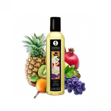 Возбуждающее массажное масло с ароматом экзотических фруктов Shunga Libido
