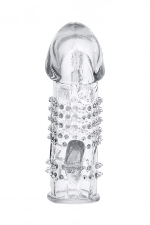Эластичная насадка на пенис с рельефной поверхностью и отростком TOYFA