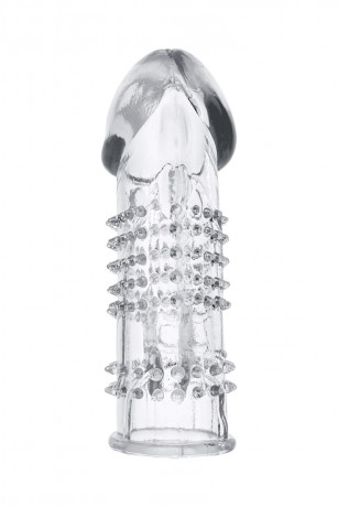 Эластичная насадка на пенис с рельефной поверхностью и отростком TOYFA