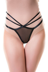 Трусики из черной сетки с множественными эластичными лентами Mellie