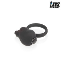 Черное эрекционное кольцо с вибрацией Sex Expert