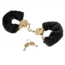 Металлические наручники обтянутые черным мехом Gold Deluxe Furry Cuffs