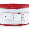 Красно-белый ошейник из высококачественной кожи