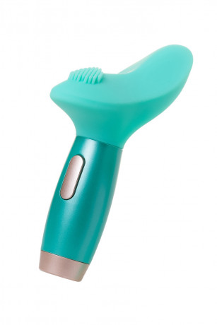 Бирюзовый вибратор из эластичного силикона с двумя сменными насадками Le Stelle PERKS SERIES EX-4
