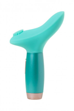 Бирюзовый вибратор из эластичного силикона с двумя сменными насадками Le Stelle PERKS SERIES EX-4