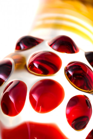 Рельефный двухсторонний фаллоимитатор из цветного стекла Sexus Glass