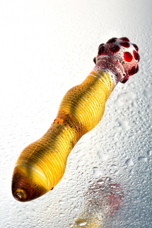 Рельефный двухсторонний фаллоимитатор из цветного стекла Sexus Glass