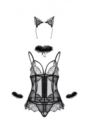 Прозрачный корсет с продольными косточками и изящным кружевом Kati