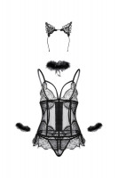 Прозрачный корсет с продольными косточками и изящным кружевом Kati