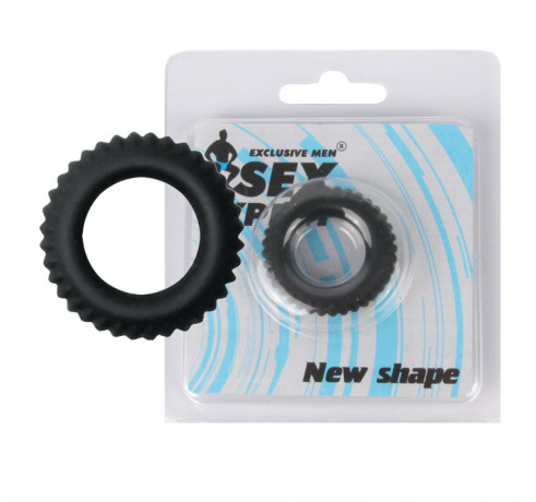 Эрекционное кольцо из эластичного материала черного цвета Sex Expert