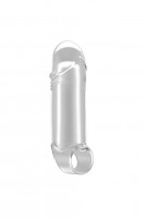 Увеличивающая насадка с кольцом для фиксации на мошонке Stretchy Thick Penis Extension 35