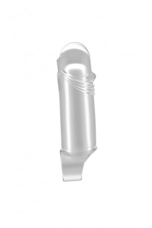 Увеличивающая насадка с кольцом для фиксации на мошонке Stretchy Thick Penis Extension 35