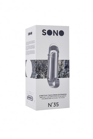 Увеличивающая насадка с кольцом для фиксации на мошонке Stretchy Thick Penis Extension 35