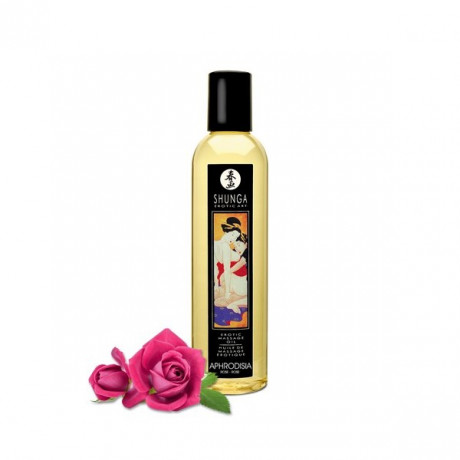 Возбуждающее массажное масло с ароматом цветов розы Shunga Aphrodisia