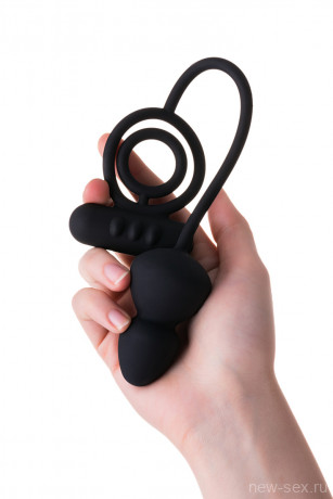 Массажер простаты из нежного силикона с эрекционным виброкольцом