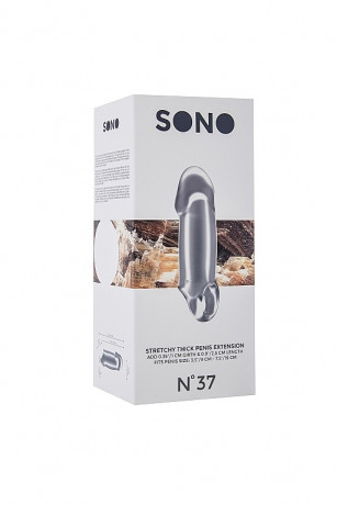 Увеличивающая насадка с кольцом для фиксации на мошонке Stretchy Thick Penis Extension 37