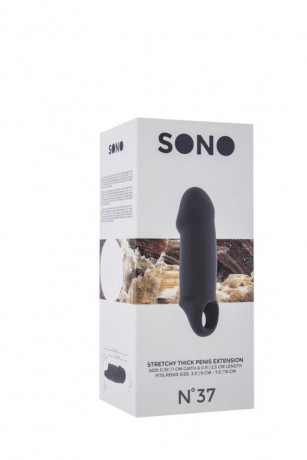 Увеличивающая насадка с кольцом для фиксации на мошонке Stretchy Thick Penis Extension 37