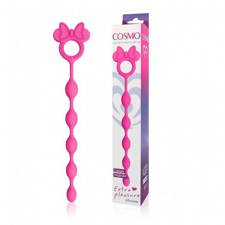 Розовая анальная цепочка с колечком-бантиком Bior toys