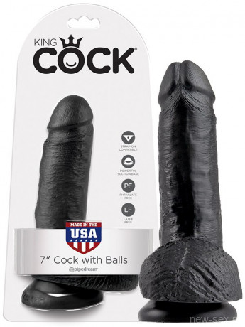 Фаллоимитатор на присоске с крупной головкой King Cock 7 Cock with Balls