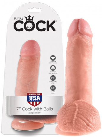 Фаллоимитатор на присоске с крупной головкой King Cock 7 Cock with Balls