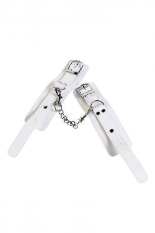 Регулируемые белые наручники из кожи с мягкой подкладкой TOYFA Theatre