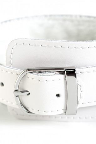 Регулируемые белые наручники из кожи с мягкой подкладкой TOYFA Theatre