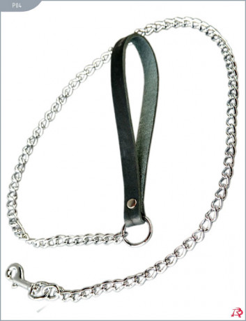 Поводок на кожаной ручке (длина цепи 800мм)