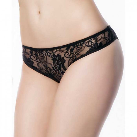 Кружевные трусики с доступом черные
