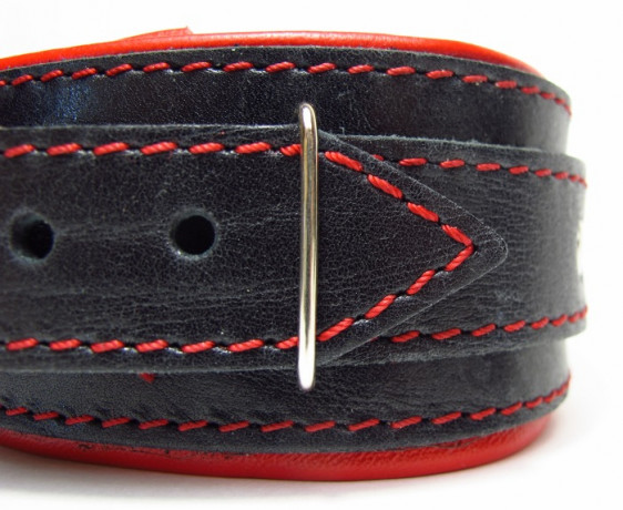 Ошейник из натуральной кожи с контрастной подкладкой