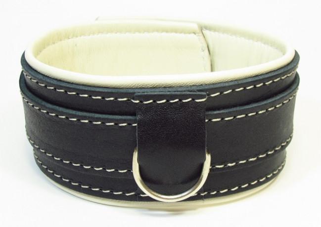 Ошейник из натуральной кожи с контрастной подкладкой