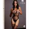 Боди-комбинезон в мелкую сетку с имитацией чулок Contrast Suspender Bodystocking