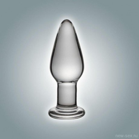 Гладкая анальная втулка из прозрачного стекла на удлиненной ножке