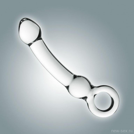 Прозрачный анально-вагинальный стимулятор с кольцом