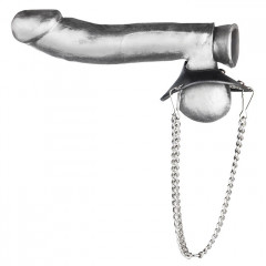 Утяжка для мошонки из искусственной кожи с цепочками