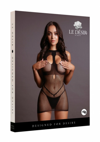 Эротическое мини платье с высоким воротником Duo Net Open Cup Mini Dress