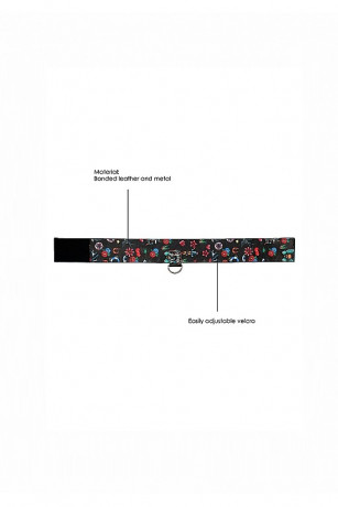 Ошейник с поводком и ярким принтом для БДСМ игр Printed Collar With Leash Old School Tattoo Style