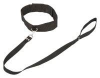 Черный ошейник с поводком на карабине Collar and Leash