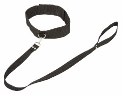 Черный ошейник с поводком на карабине Collar and Leash