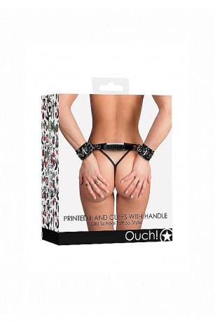Наручники для фиксации рук за спиной Printed Handcuffs Old School Tattoo Style