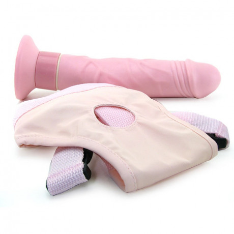 Розовый страпон с вибрацией TRU-FIT VIBRATING