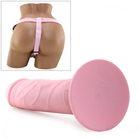 Розовый страпон с вибрацией TRU-FIT VIBRATING