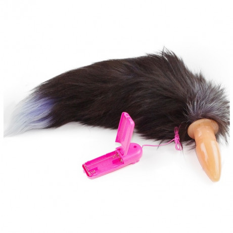 Анальная вибропробка с хвостом Silver Fox