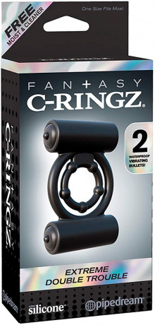 Двойное виброкольцо с двумя вибраторами Extreme Double Trouble