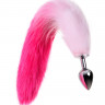 Анальная втулка с бело-розовым хвостом Metal by TOYFA