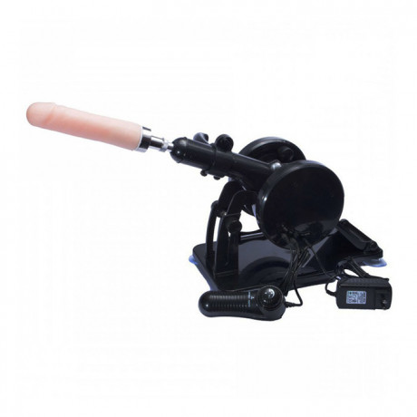 Черная секс машина со сменными насадками вагина и пенис